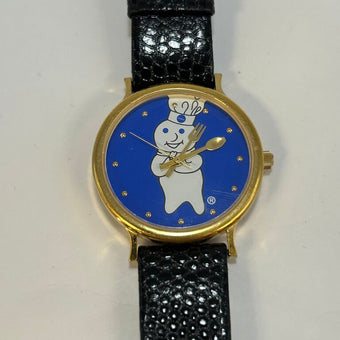 Vintage Pillsbury Dough Boy Watch leather band ( never worn)