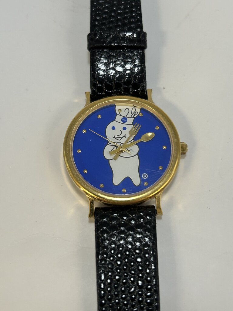 Vintage Pillsbury Dough Boy Watch leather band ( never worn)