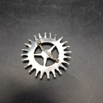 Native American Zuni Sterling Silver Needlepoint Turquoise Pin Broach