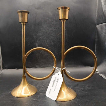 VTG Brass Horn Candle holders