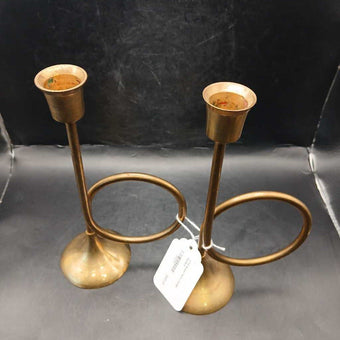 VTG Brass Horn Candle holders