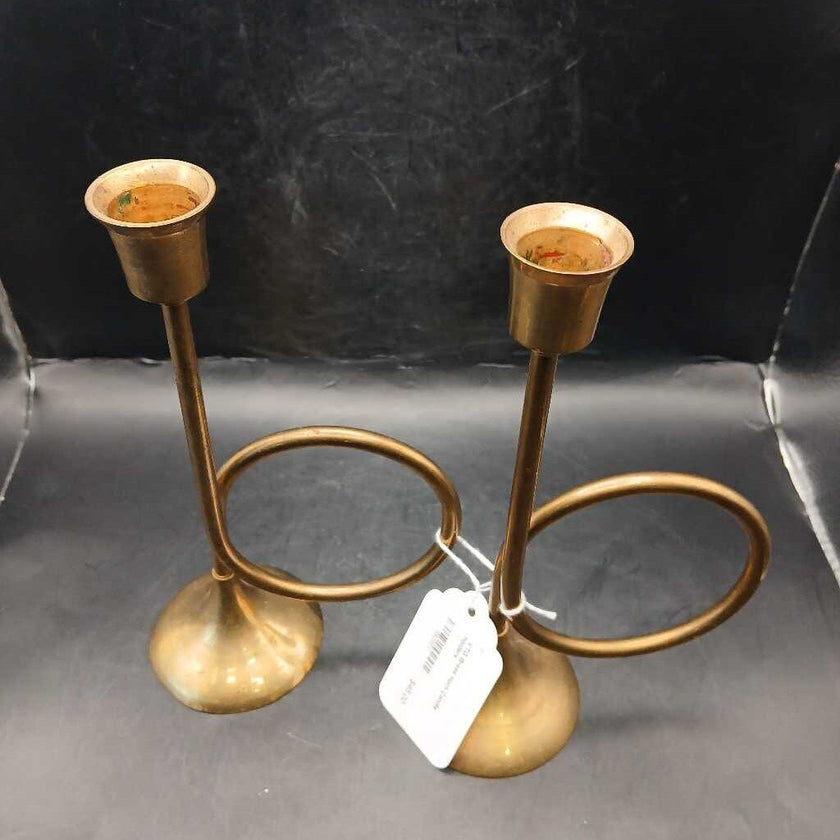 VTG Brass Horn Candle holders