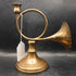 Single Vintage brass horn candlestick holder, decorative faux music instrument taper candle holder, centerpiece rare unusual unique, 70s 80s