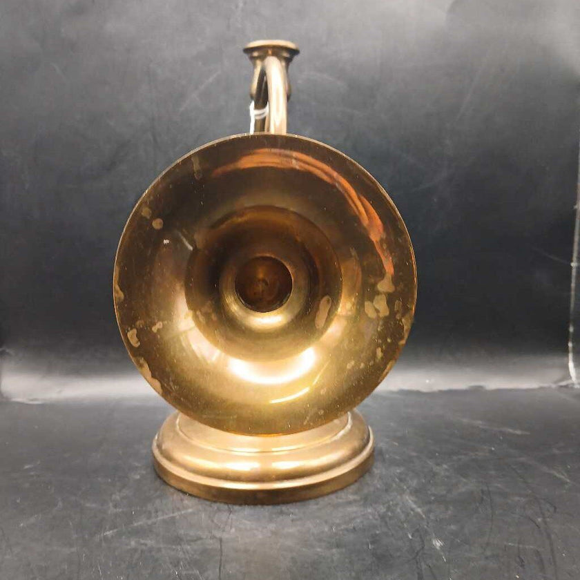 Single Vintage brass horn candlestick holder, decorative faux music instrument taper candle holder, centerpiece rare unusual unique, 70s 80s