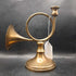 Single Vintage brass horn candlestick holder, decorative faux music instrument taper candle holder, centerpiece rare unusual unique, 70s 80s