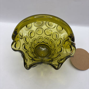 Mid Century Dot Green Glass Basket