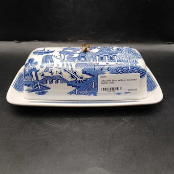 Churchill Blue Willow Covered Butter Dish