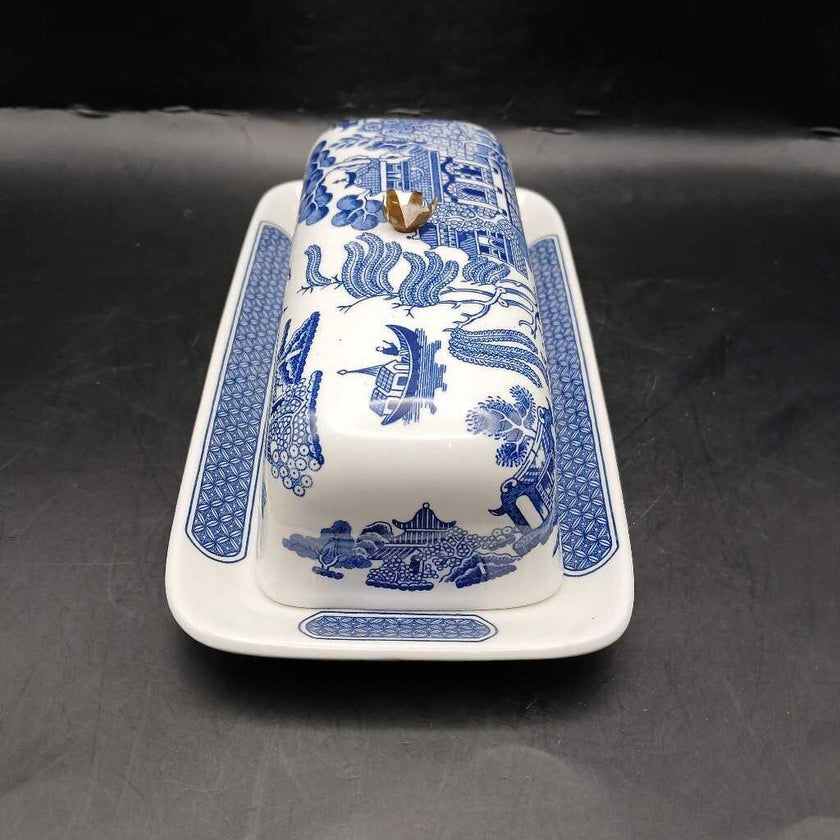 Churchill Blue Willow Covered Butter Dish