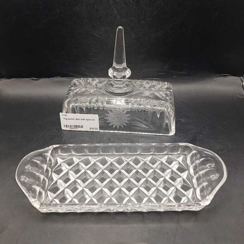 Vtg butter dish with spire lid