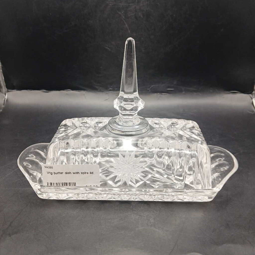 Vtg butter dish with spire lid