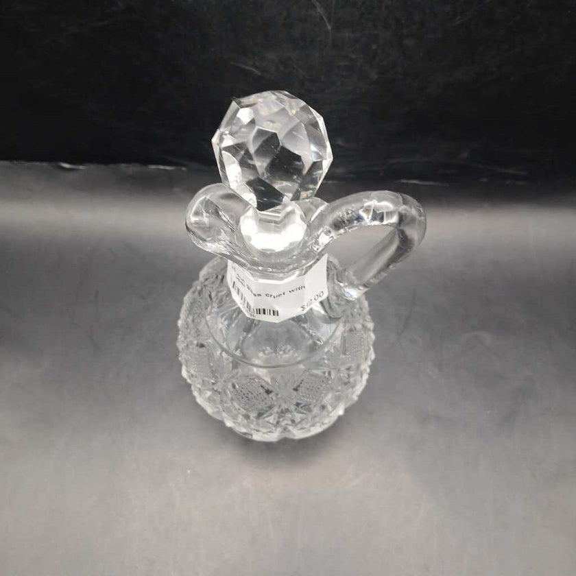 Vtg cut glass cruet with stopper