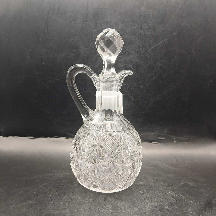 Vtg cut glass cruet with stopper