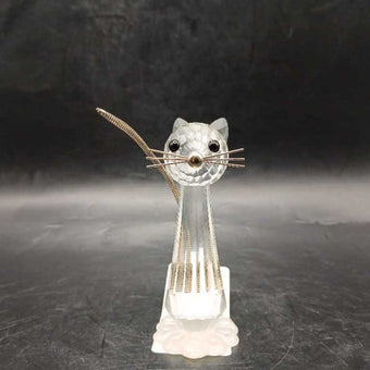 Vintage Swarovski Crystal Tall Cat Flexible Tail 7634 NR 070 Retired RARE