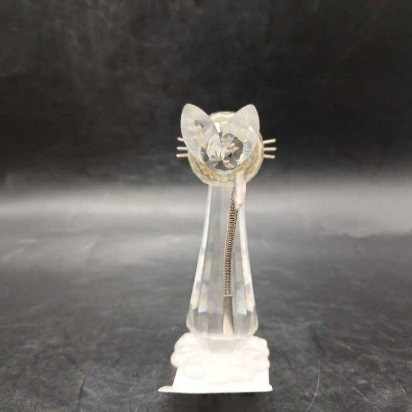 Vintage Swarovski Crystal Tall Cat Flexible Tail 7634 NR 070 Retired RARE