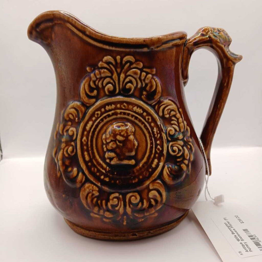 Antique 1800s Bennington Pottery Stoneware Pitcher (P)