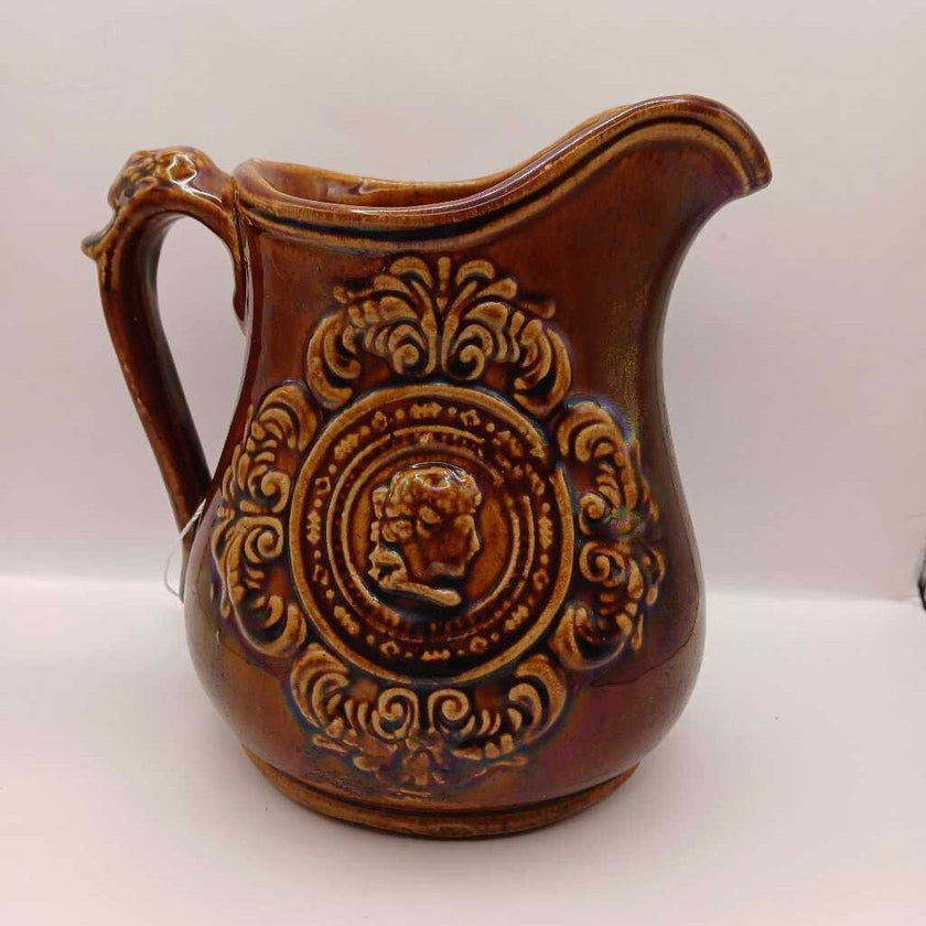 Antique 1800s Bennington Pottery Stoneware Pitcher (P)