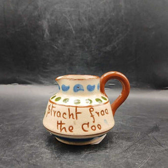 Vintage Devon / Torquay Motto Ware 6.5cm Cream Jug - 'Straucht Frae The Coo'