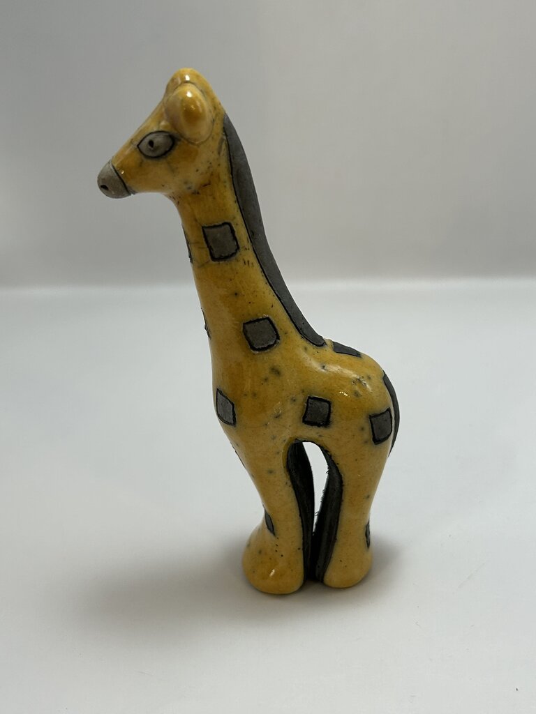 Vintage Raku Giraffe- Gold & Grey