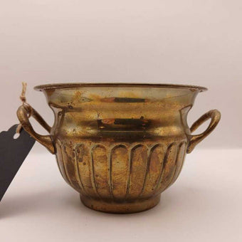 Brass Round Planter with Handles