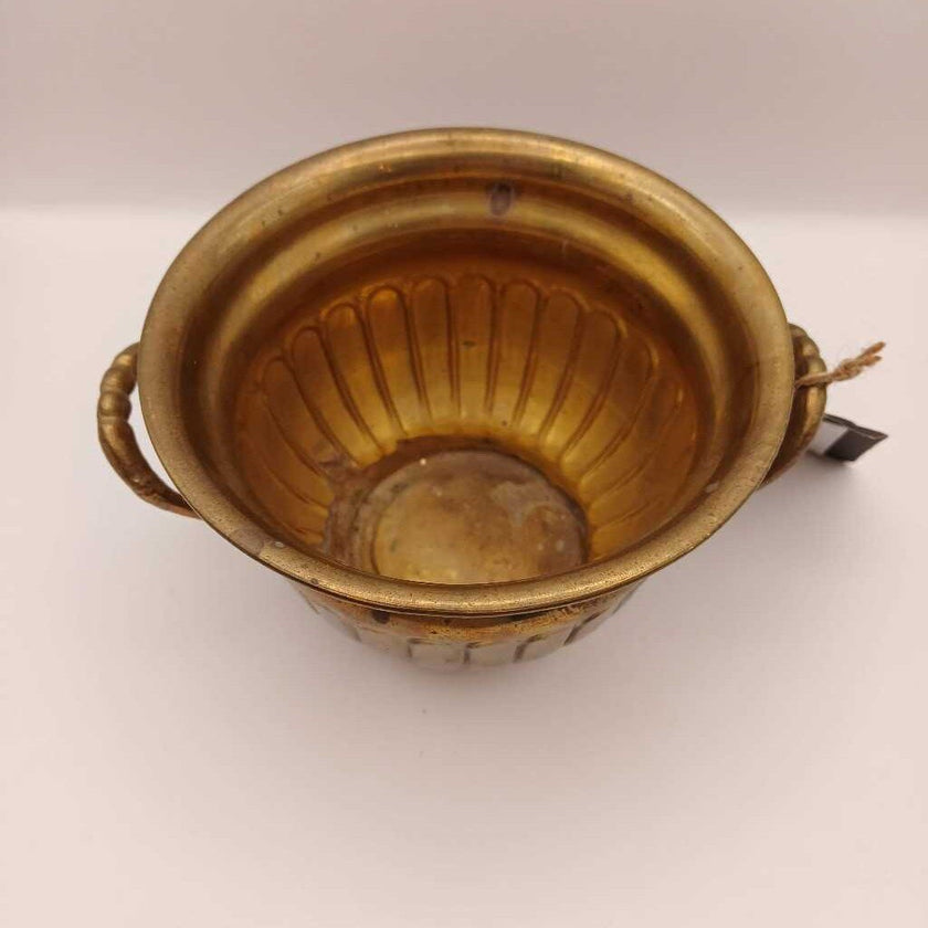 Brass Round Planter with Handles