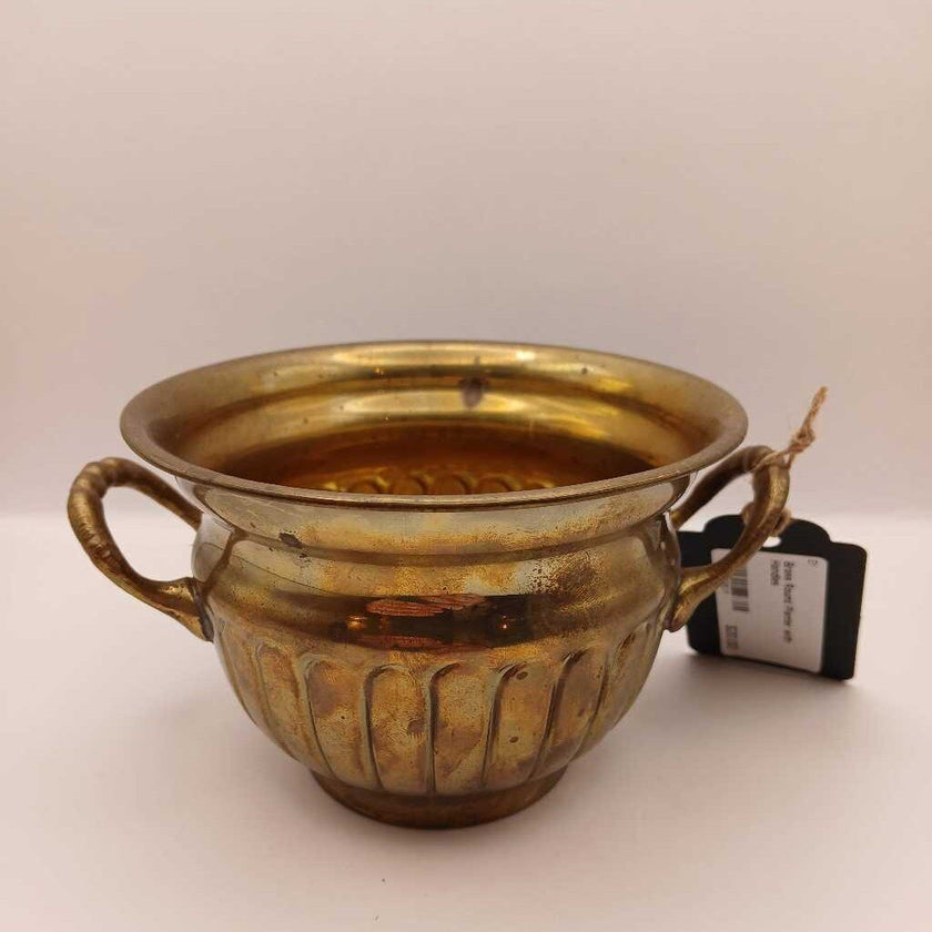 Brass Round Planter with Handles