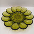 70s Anchor Hocking Glass Devilled Egg Serving Platter Plate Avocado Green