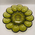 70s Anchor Hocking Glass Devilled Egg Serving Platter Plate Avocado Green