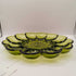 70s Anchor Hocking Glass Devilled Egg Serving Platter Plate Avocado Green