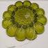 70s Anchor Hocking Glass Devilled Egg Serving Platter Plate Avocado Green