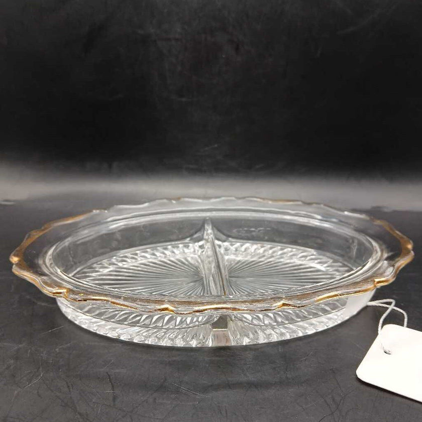 Gold Trim Vintage Jeanette Starburst Divided Dish (P)
