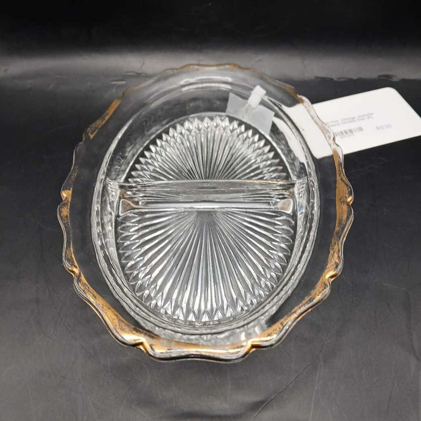 Gold Trim Vintage Jeanette Starburst Divided Dish (P)