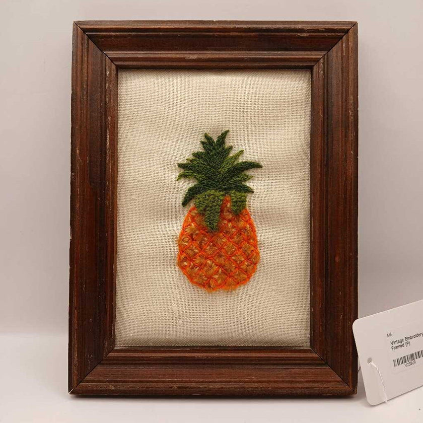 Vintage Embroidery Pineapple Framed (P)