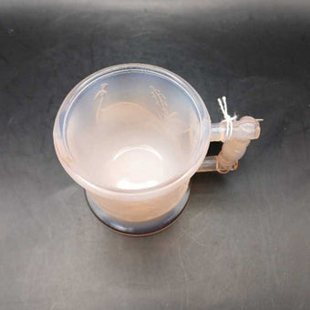 Antique Pink Opelescent Glass Child's Cup (Stork-Peacock)