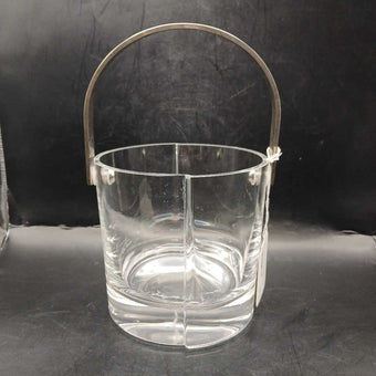 Mid Century Glass Ice Bucket with Stainless Handle