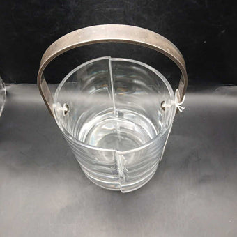 Mid Century Glass Ice Bucket with Stainless Handle