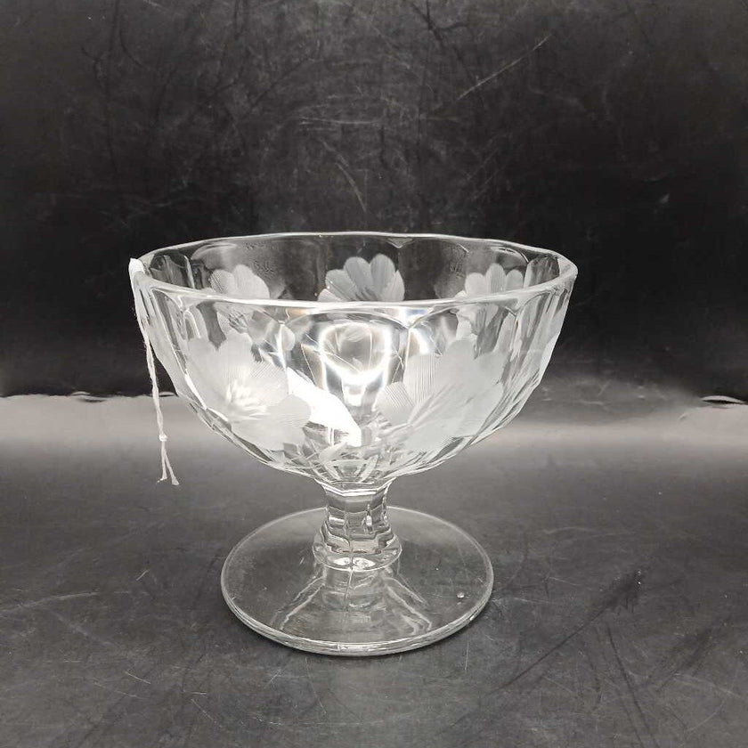 Vintage Cut Glass Footed Candy Dish