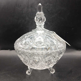 Vintage Footed Round Crystal Covered Candy Dish