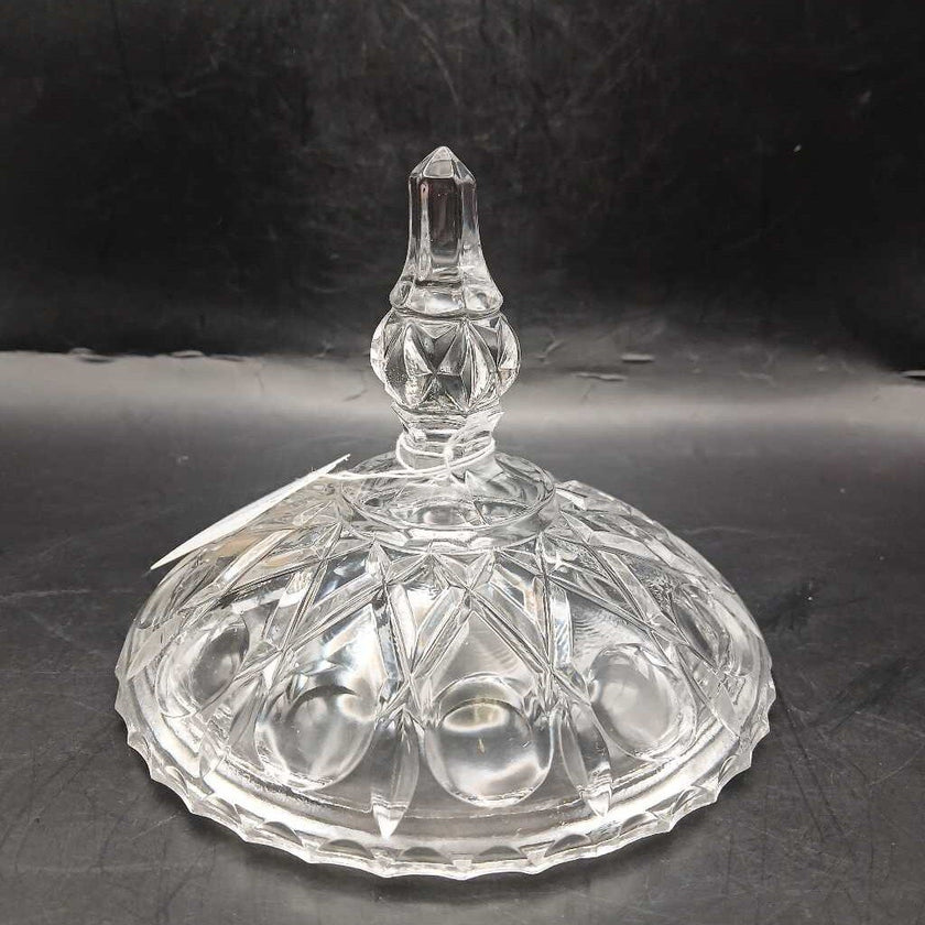Vintage Footed Round Crystal Covered Candy Dish