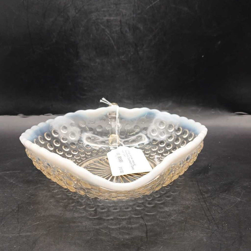 Vintage Anchor Hocking Moonstone Opalescent Glass Heart Dish