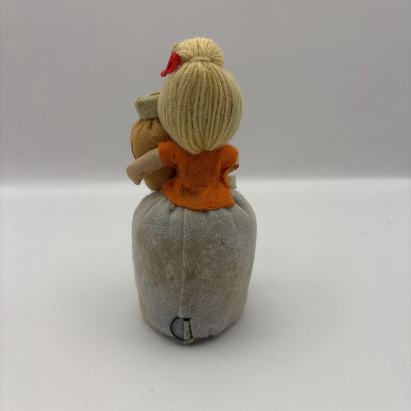 Vintage Girl Figurine Pin Cushion / Tape Measure, Made in Japan