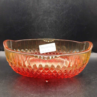 INDIANA GLASS WILDFIRE DIAMOND POINT OVAL BOWL