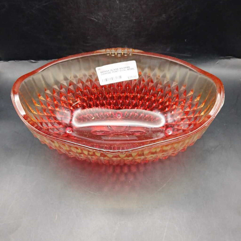 INDIANA GLASS WILDFIRE DIAMOND POINT OVAL BOWL