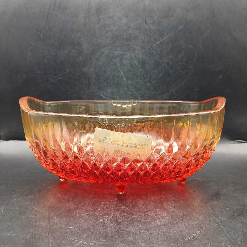 INDIANA GLASS WILDFIRE DIAMOND POINT OVAL BOWL