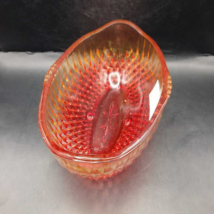 INDIANA GLASS WILDFIRE DIAMOND POINT OVAL BOWL