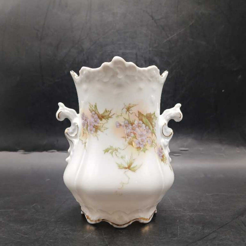 Vintage Porcelain Blue/Violet Floral Vase (Germany)