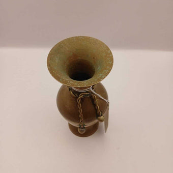 JC Vase Brass Flower Holder Bud Vase Braid Knotted Tassel India 6