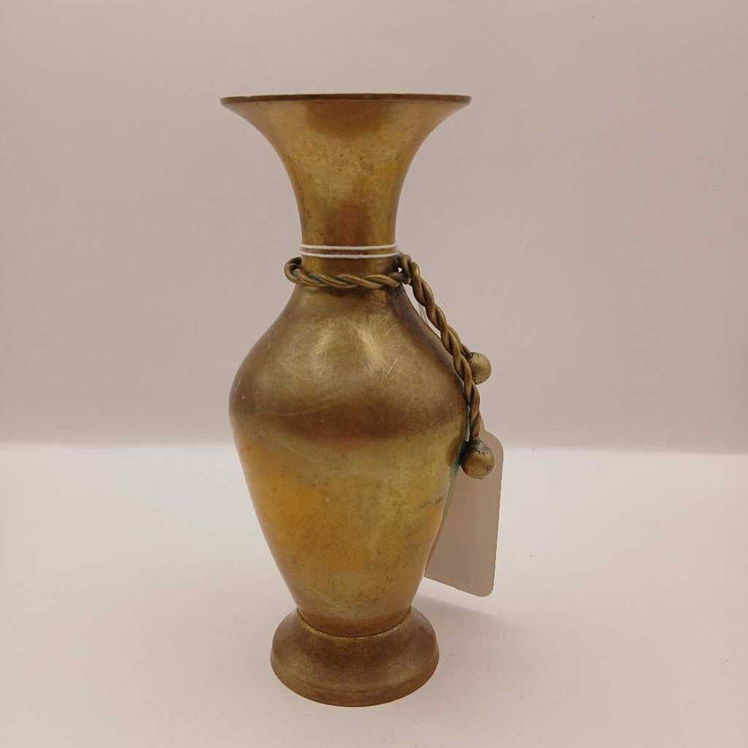 JC Vase Brass Flower Holder Bud Vase Braid Knotted Tassel India 6
