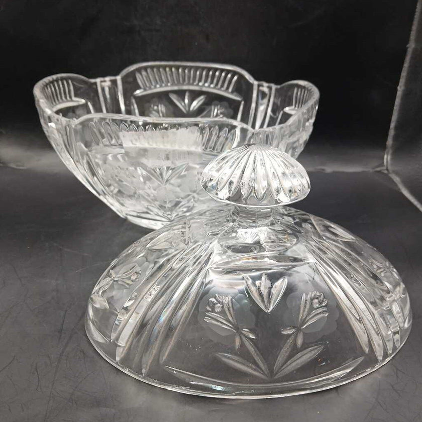 Vintage Poland Lead cut crystal candy dish