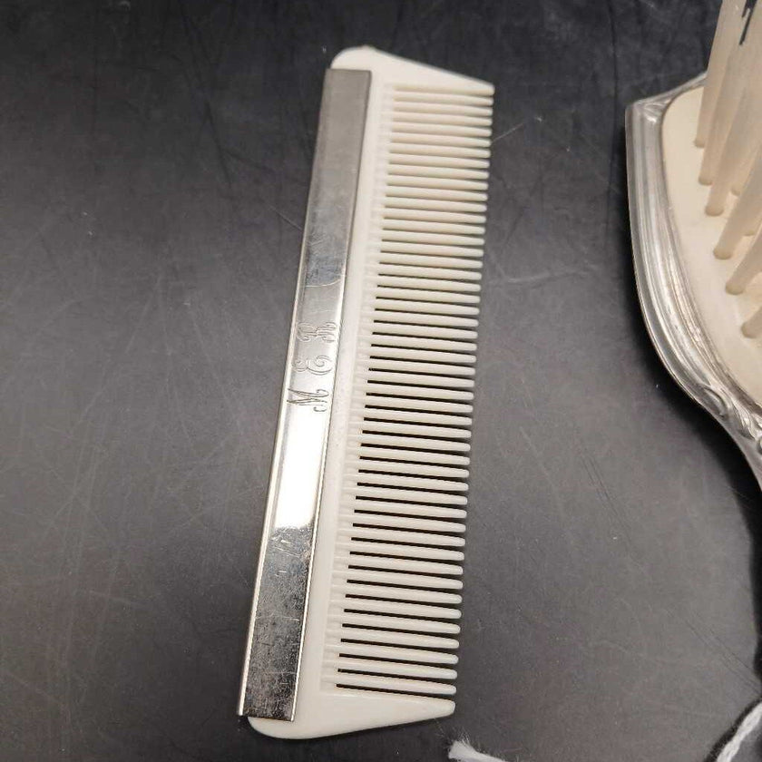 Silver plated dresser set monogrammed brush and comb set 1984
