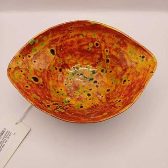 *AS IS* 70s Drip Glaze Studio Pottery Footed Bowl Orange Handmade Signed Ivey 1977